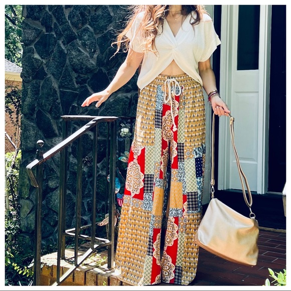 Brooke Boho Fabulous Double Tiered Wide Leg Printed Pants - Picture 5 of 7